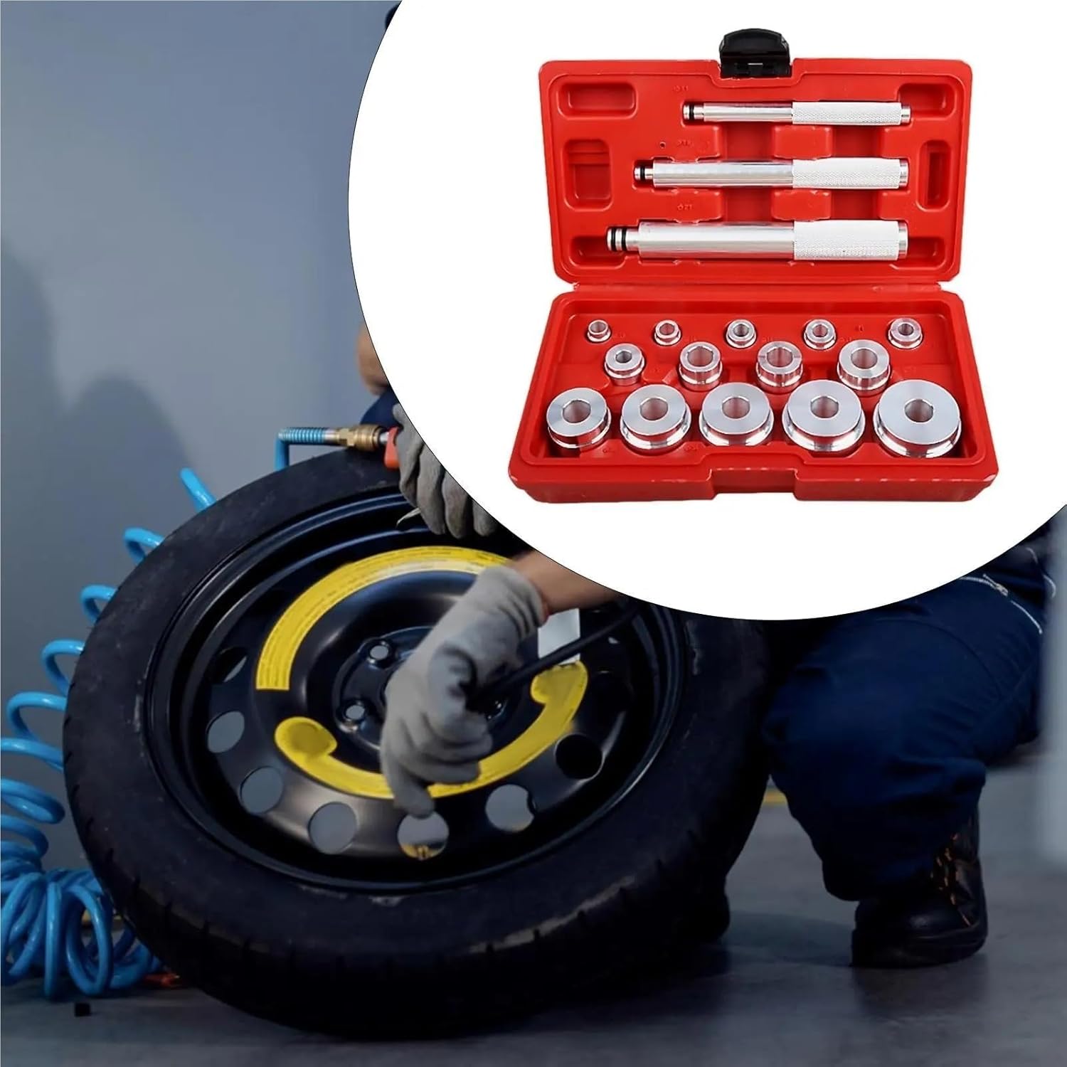 ステアリング・サスペンション用ツール ボールジョイント 17個入りブッシングドライバーリムーバー 頑丈で多用途なベアリングプレスキッ