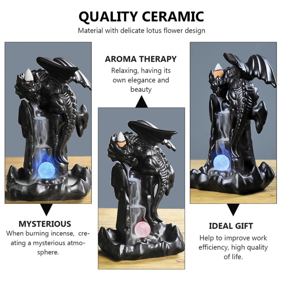 Bruciatore D’incenso in Ceramica Creativa Led, Creatore di Fumo | Stile Elegante e Chic, Adatto per Studio e Cucina, Atmosfera Misteriosa e Rilassante