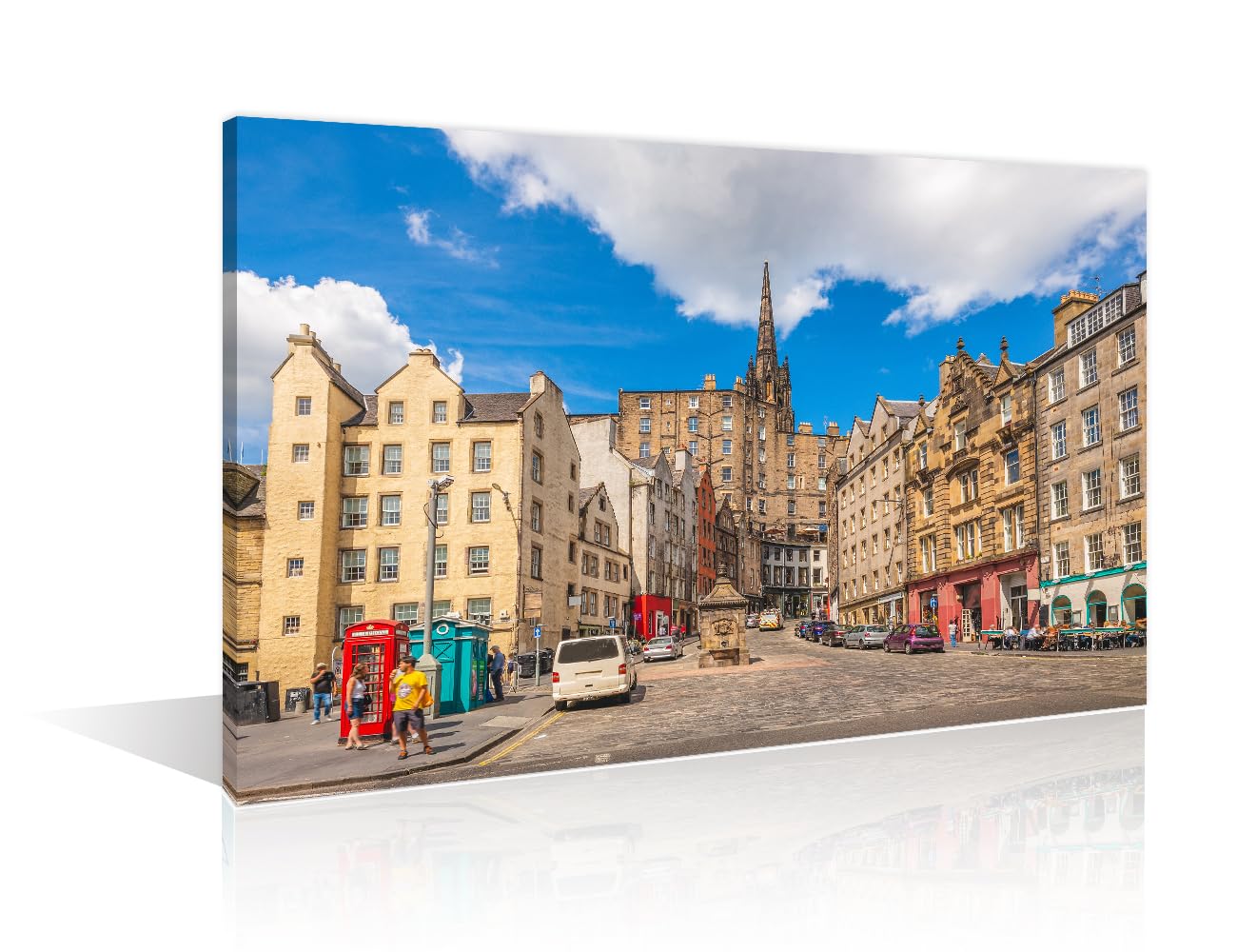 TISHIRON Street View of Edinburgh in Scotland UK Modern Home Decor Urban Landscape Canvas Wall Art for Bedroom, Living Room, Office. House Decor Stretched and Framed Ready to Hang (24" Wx36 H) โ image 1