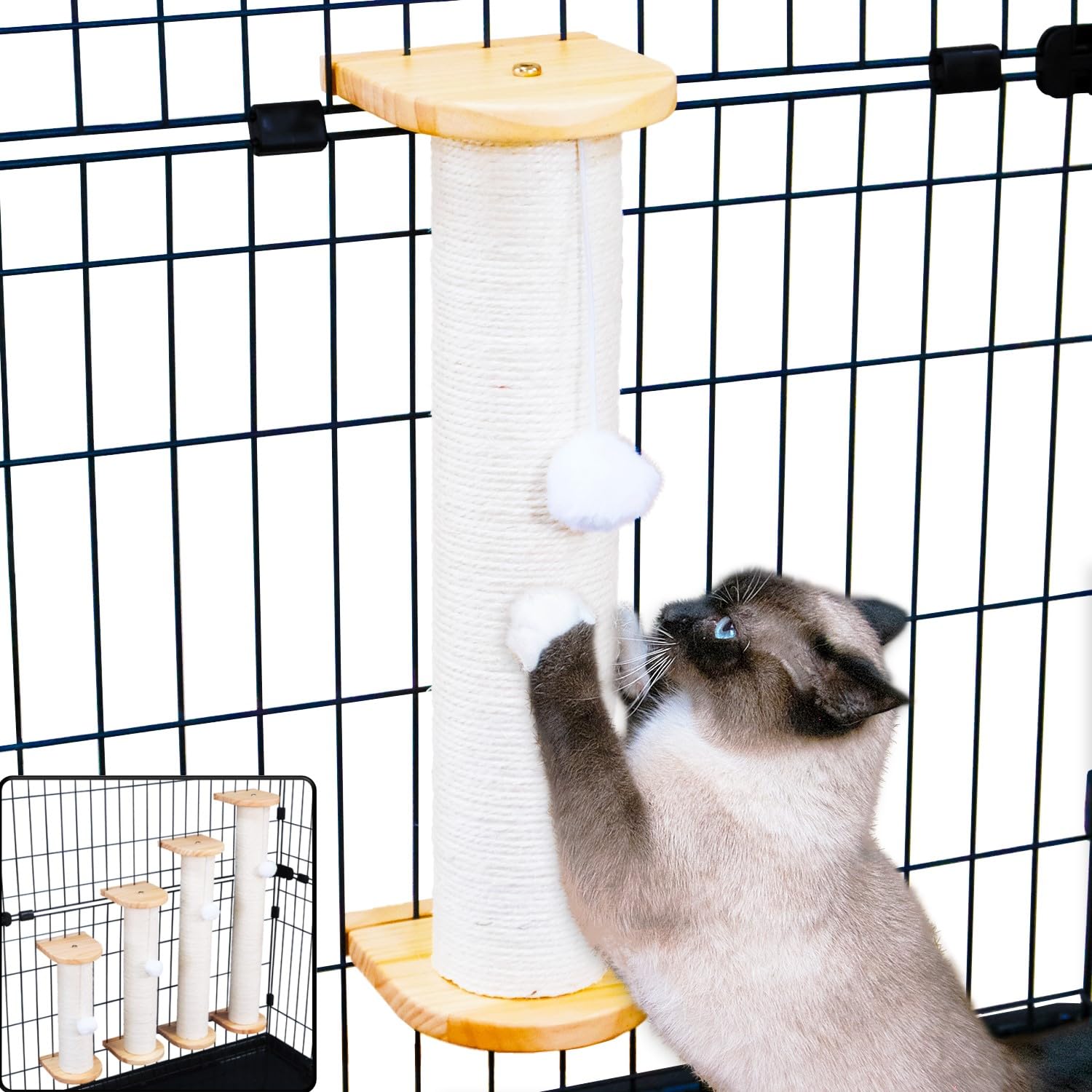 Amazon | PET PINA 猫 爪研ぎ ポール ケージ用 太さ8.5cm 高さ30～60cm