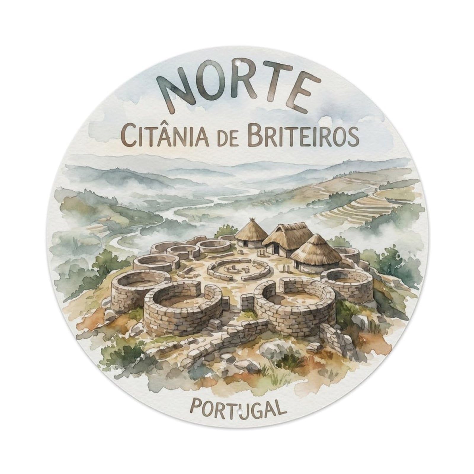 Olhnbad Style Portugal Norte Citania Briteiros Portuguese Heritage Metal Tin Sign