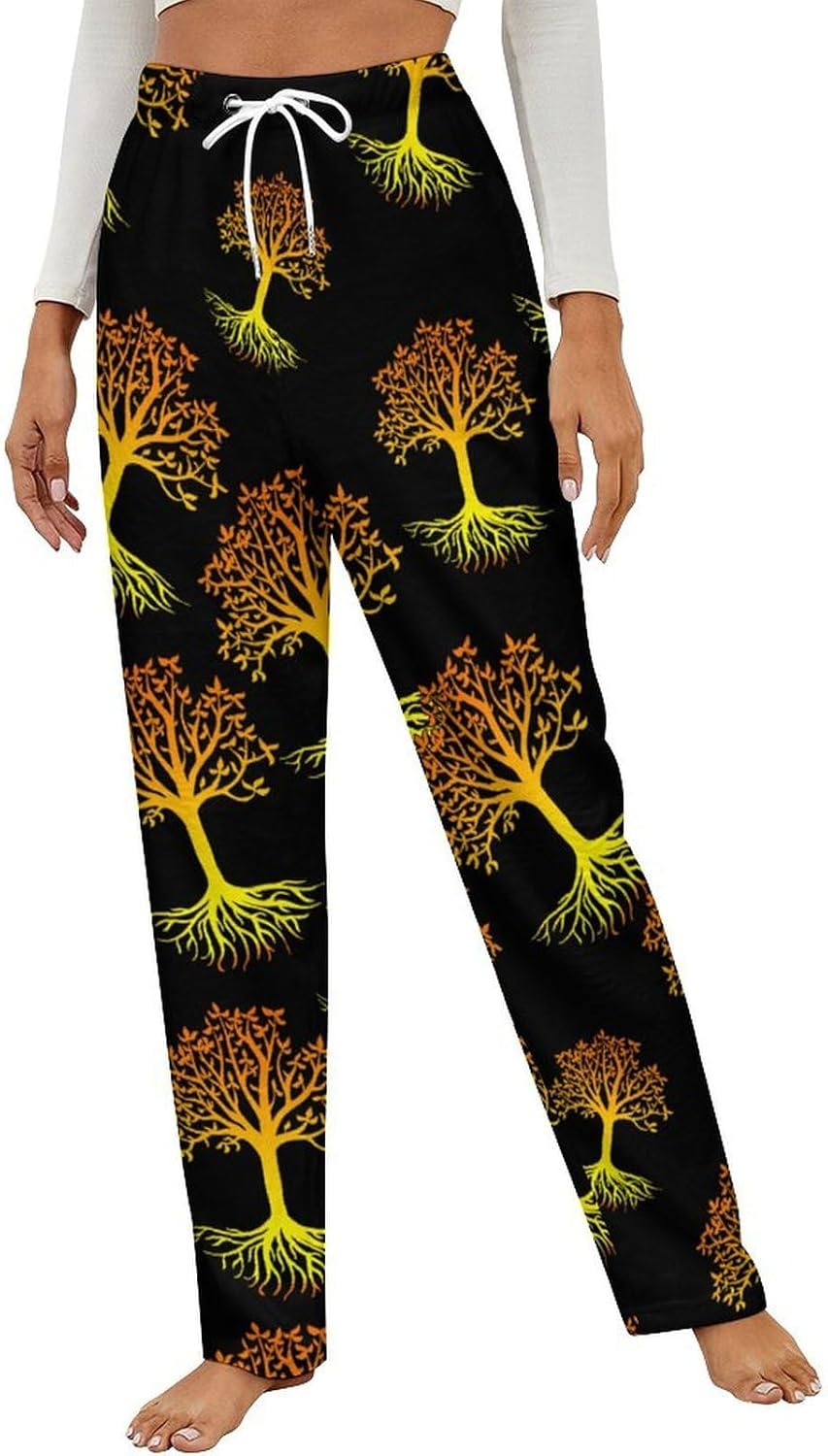 Life Tree Fuzzy Pajama Pants Fleece Bottoms Women Soft Plush Lounge Pants