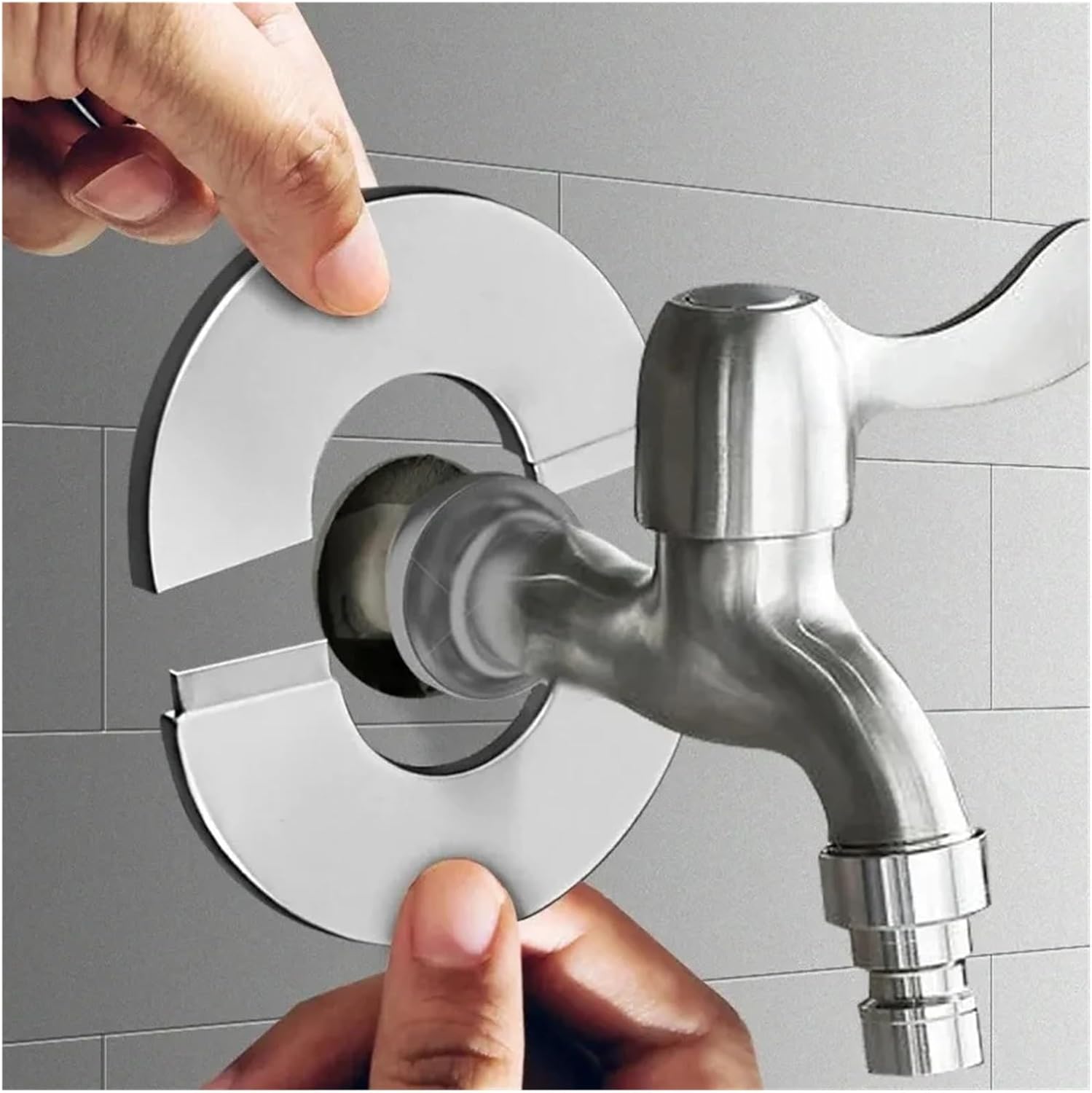 Wall Split Flange 40 Stainless Steel Faucet Decorative Covers, Self-adhesive Shower Faucets, Bathroom Accessories.(Style G)
