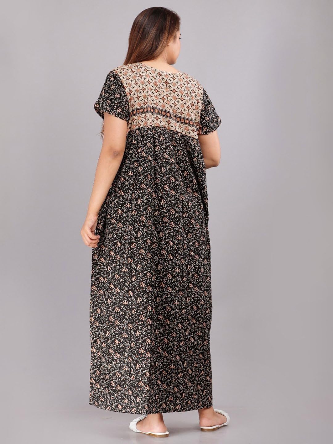 Womens Nightgown Cotton Sleepwear Nightshirt Short Sleeve