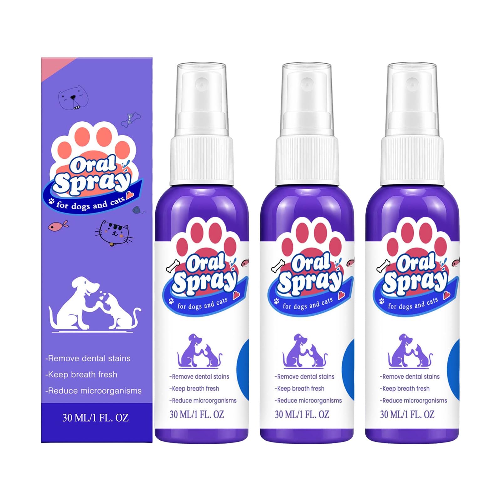 Spray Dentaire Chien, élimine Tartre, Haleine，3PC | Spray Dentaire Pour Chien Avce Actifsnaturels Pour Tu Pulvérises Et Essuyer Haleine Fraîche San Brossage Et Plaque Dentaire