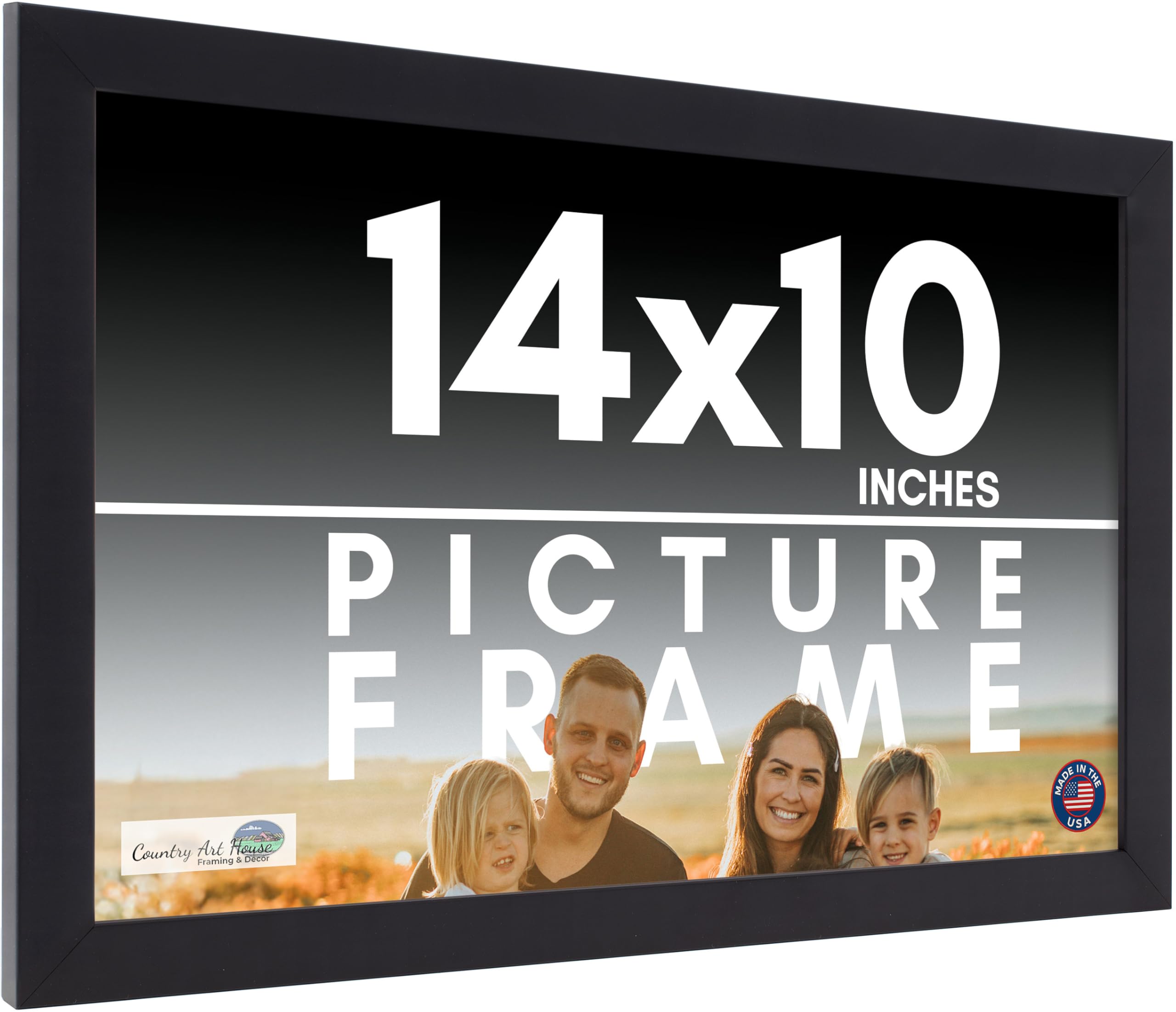 14x10 Frame Black Picture Frame - Complete Modern Photo Frame Includes UV Acrylic Shatter Guard Front, Acid Free Foam Backing Board, Hanging Hardware
