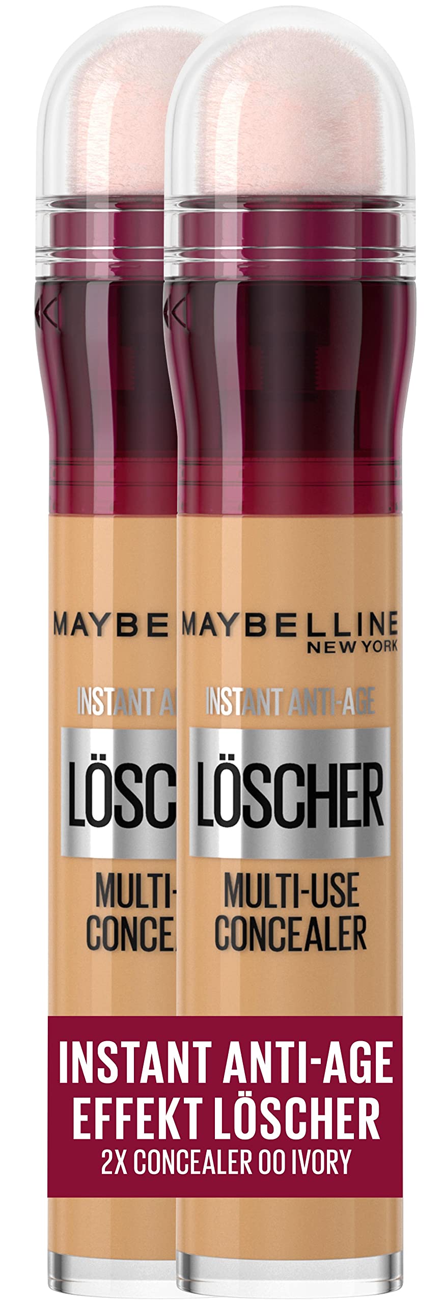 Maybelline New York Corrector de efecto instantáneo antiedad, n.º 00, marfil, 2 unidades