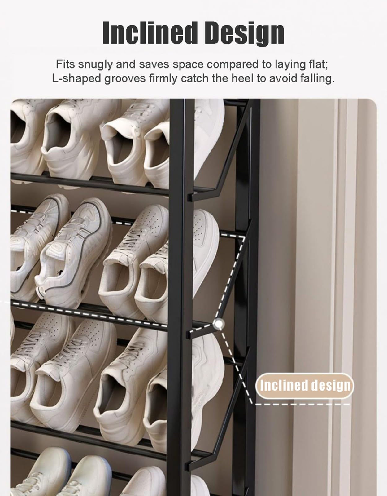 Mehrstöckige schlanke Schuhaufbewahrung – schmales verstellbares Regal für platzsparenden Schuhschrank, Präzisionsmesh-Design für optimale Luftzirkulation und Sichtbarkeit.