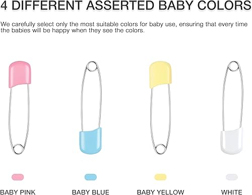 Miniatura 2 de Zavaca - Pasadores de tela de acero inoxidable, pasadores de seguridad tradicional, colores surtidos, paquete de 24 unidades