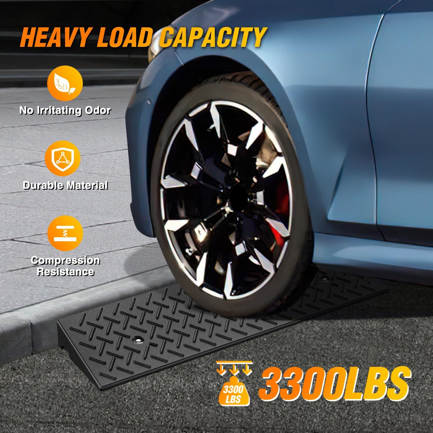 Nilight 3.2" Rise Curb Ramps, Heavy Duty Rubber Driveway Threshold Shed Ramp for Sidewalk Cars Lawn Mower Wheelchairs Motorcycles, 3300lbs Load Capacity