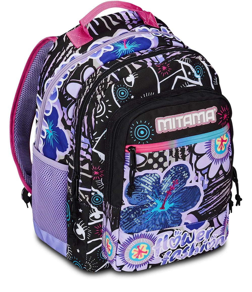 Mitama Backpack MIND SCRACTCH Triple Compartment Backpack With Front Pocket, Orange And Yellow