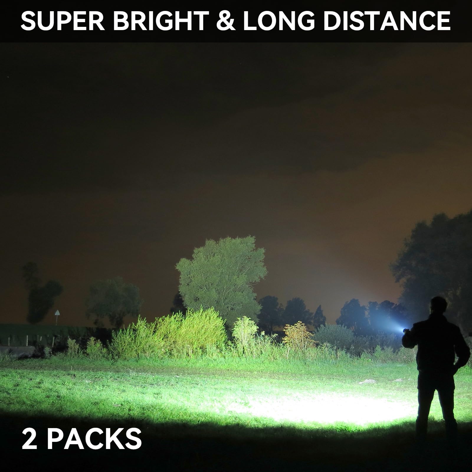 TIMSUMR Rechargeable Flashlights 4000 High Lumen, 2 Pack Super Bright LED Flashlight with 5 Modes, High Powered Flash Light for Home, Camping, Outdoor