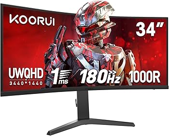 Amazon.co.jp: KOORUI曲面 ゲーミングモニター 34インチ UWQHD超ワイド