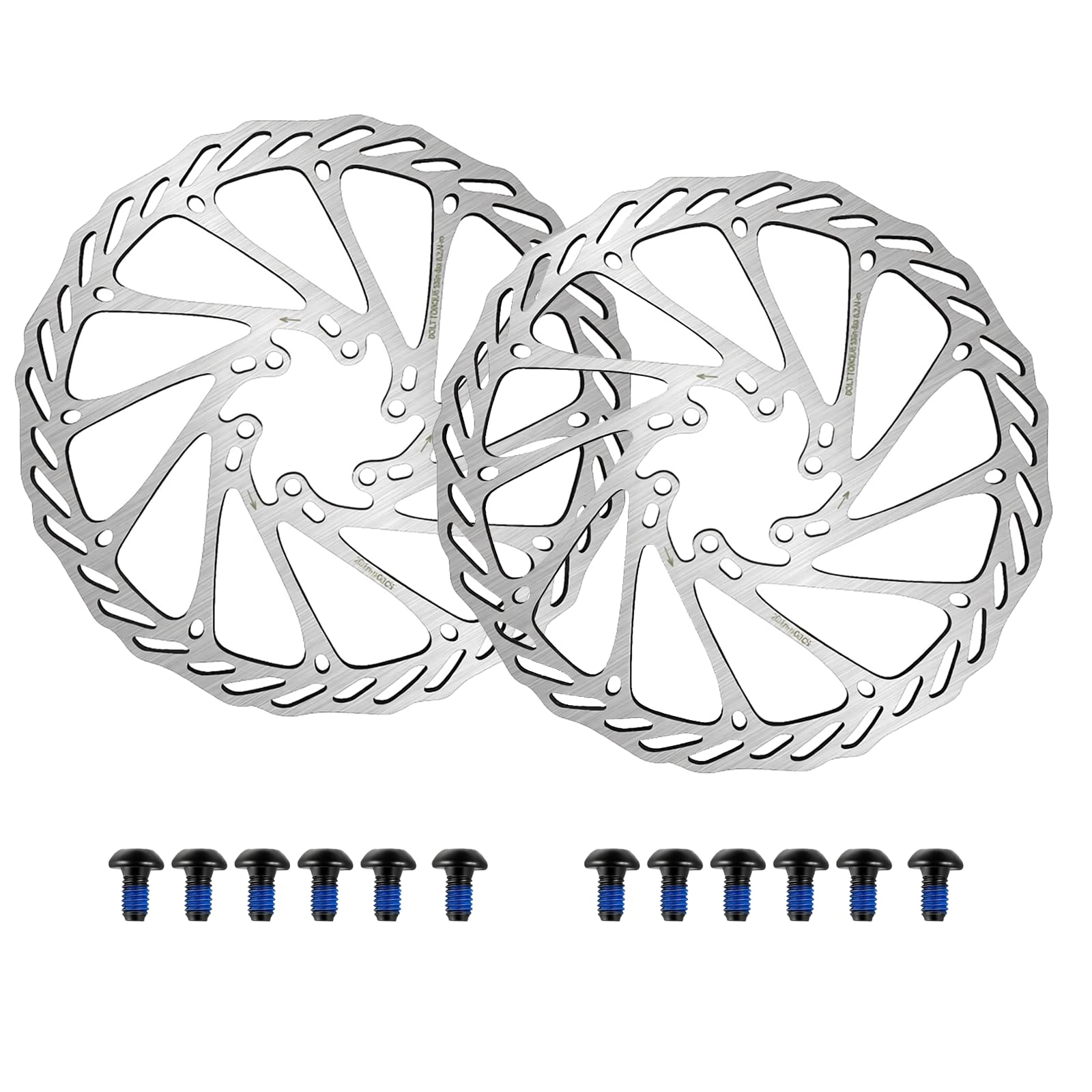 BieMian 2 Pcs 160mm Bike Disc Brake Rotors, Bicycle Rotors, Stainless Steel Brake Disc Rotor for BMX MTB Mountain Road Bike Discs, with 12 pcs Screws