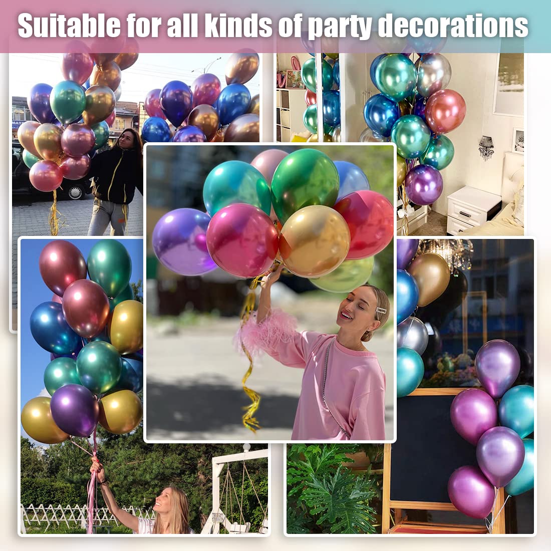 Palloncini 12 Pollici Lattice Palloncini Oro Metallizzato 50 Pezzi