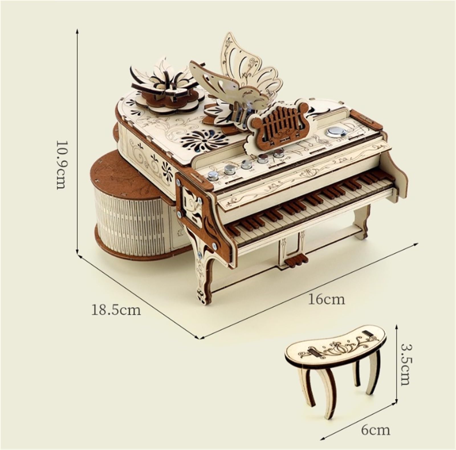 Caja De Música Decorativa Caja De Música Piano Creativa Madera Hecha A Mano con Fonógrafo Y Conexión Bluetooth Recuerdo Musical