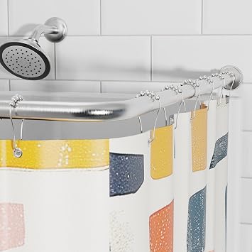 90 Degree L-Shape Corner Shower Curtain Rod, Rust Proof Heavy Duty Stainless Steel, Drilling Needed, Brushed Nickel Both Sides 24" to 37" Adjustable