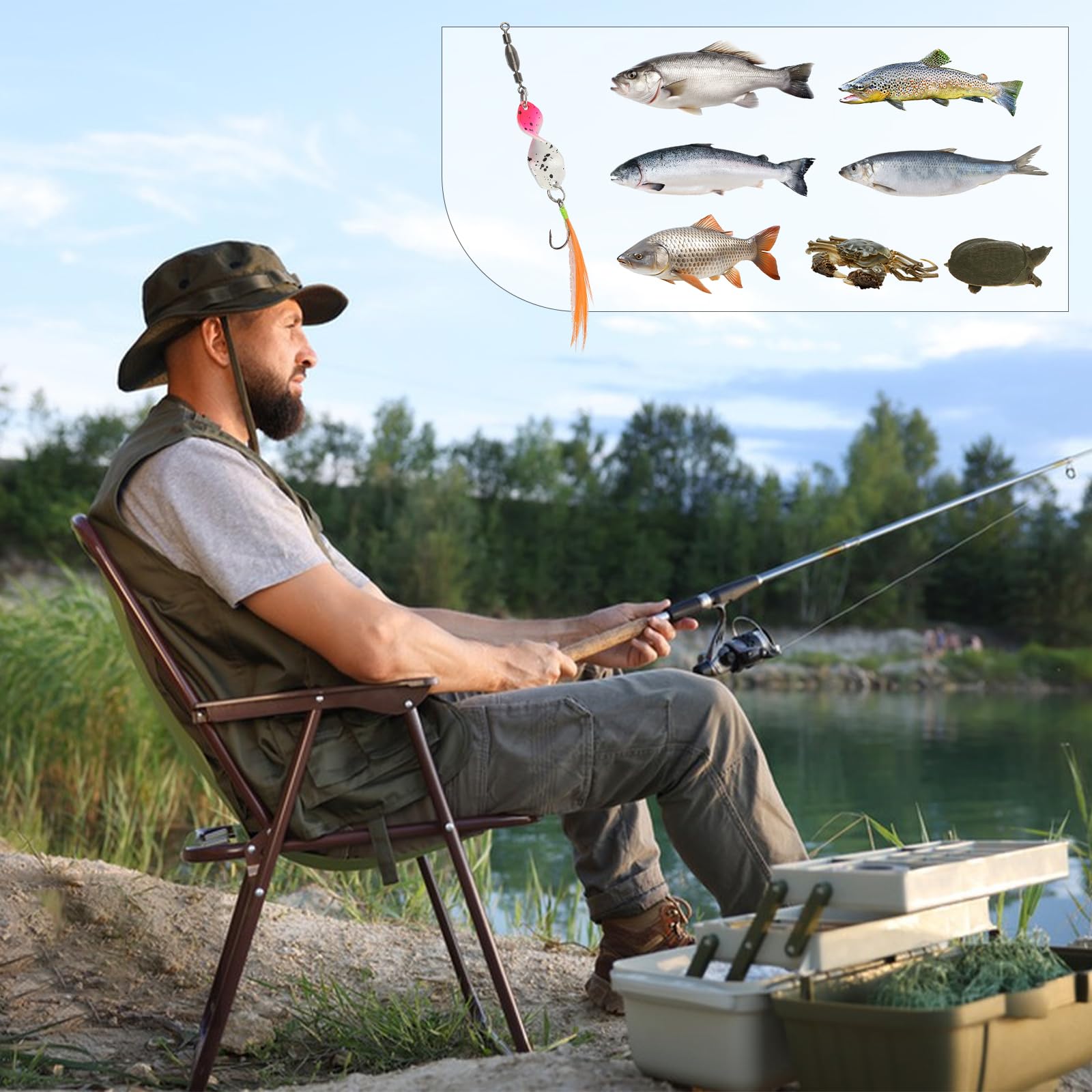 Set di 6 Esche Artificiali Spinning con Rolling Swivels Spoon Trout Area Colore Spoon Trota Resistenti All'usura Pesca Trota Lago per Spigole Trote Pesce Persico Salmoni Lucci e Granchi
