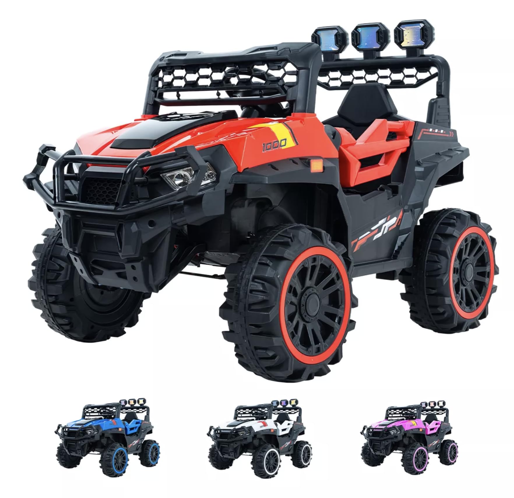 SELECTSHOP Carro Buggy Electrico Montable Para Niños Carrito de Control Remoto y Manejo Directo con Luces Estereo y Pedales Funcionales Con Control Remoto (Rojo)