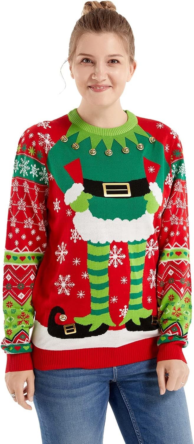 Women Ugly Christmas Sweater Unisex Funny Novelty Knit Pullover Men for Xmas Party