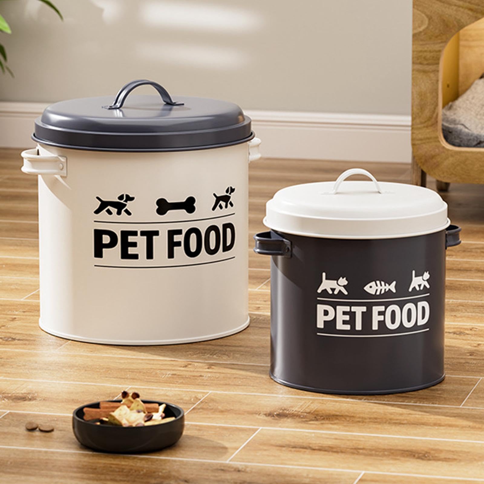 MagiDeal 2 Contenedores herméticos de Hierro para golosinas de Perros y Gatos, Ideales para almacenar Comida y Otros Alimentos de Mascotas