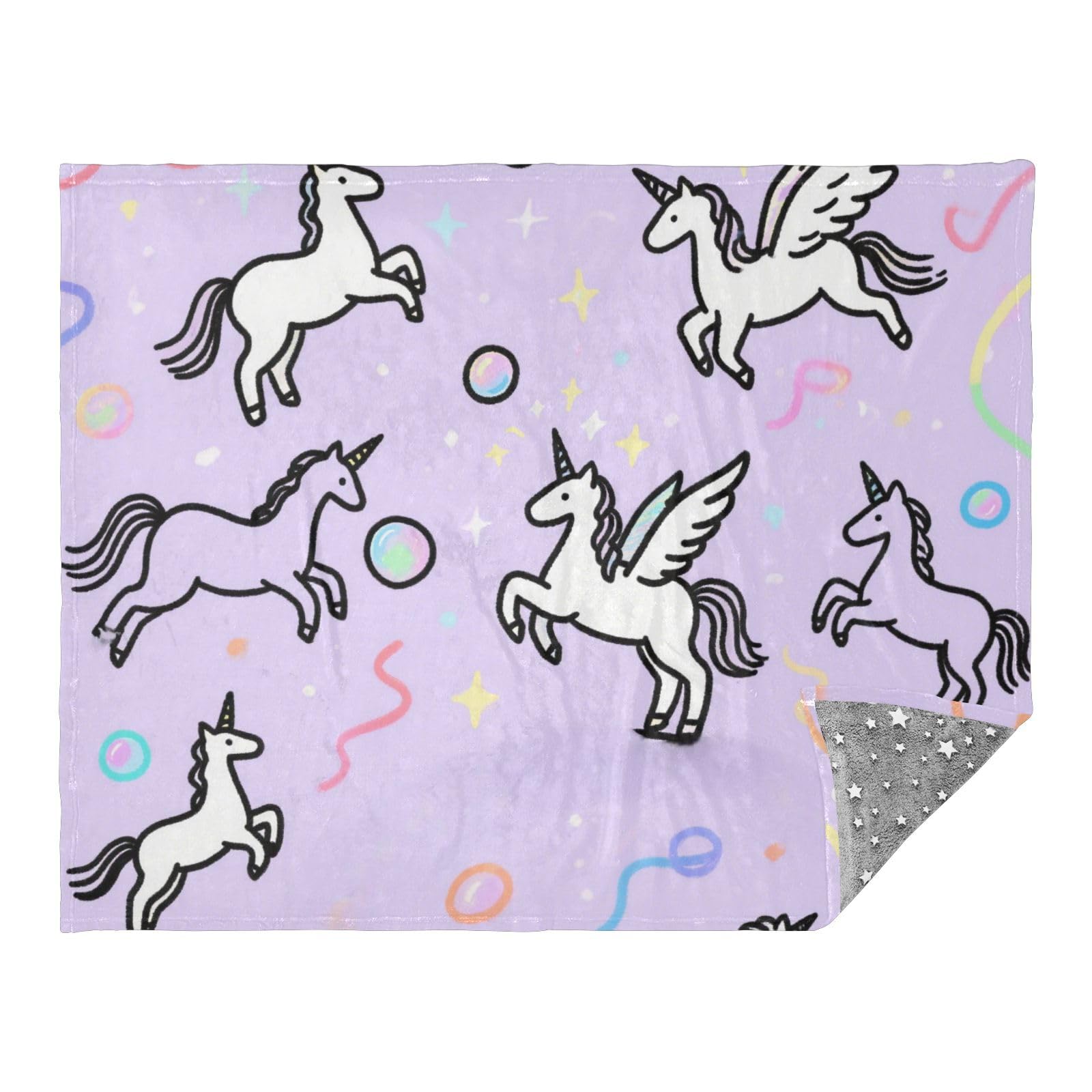 Jeté de lit violet licorne dessin animé couverture enfant 127x178 plaid de lit fille