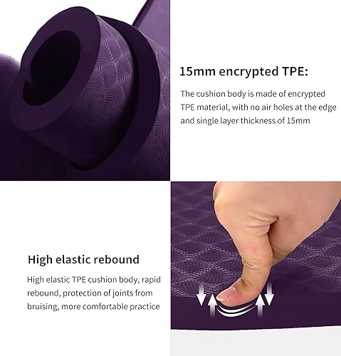 Miniatura 5 de nuveti Esterilla de ejercicio grande  0.591 in0.787 in1.181 in de grosor  Alfombrilla de entrenamiento para fitness, yoga, pilates, estiramiento y