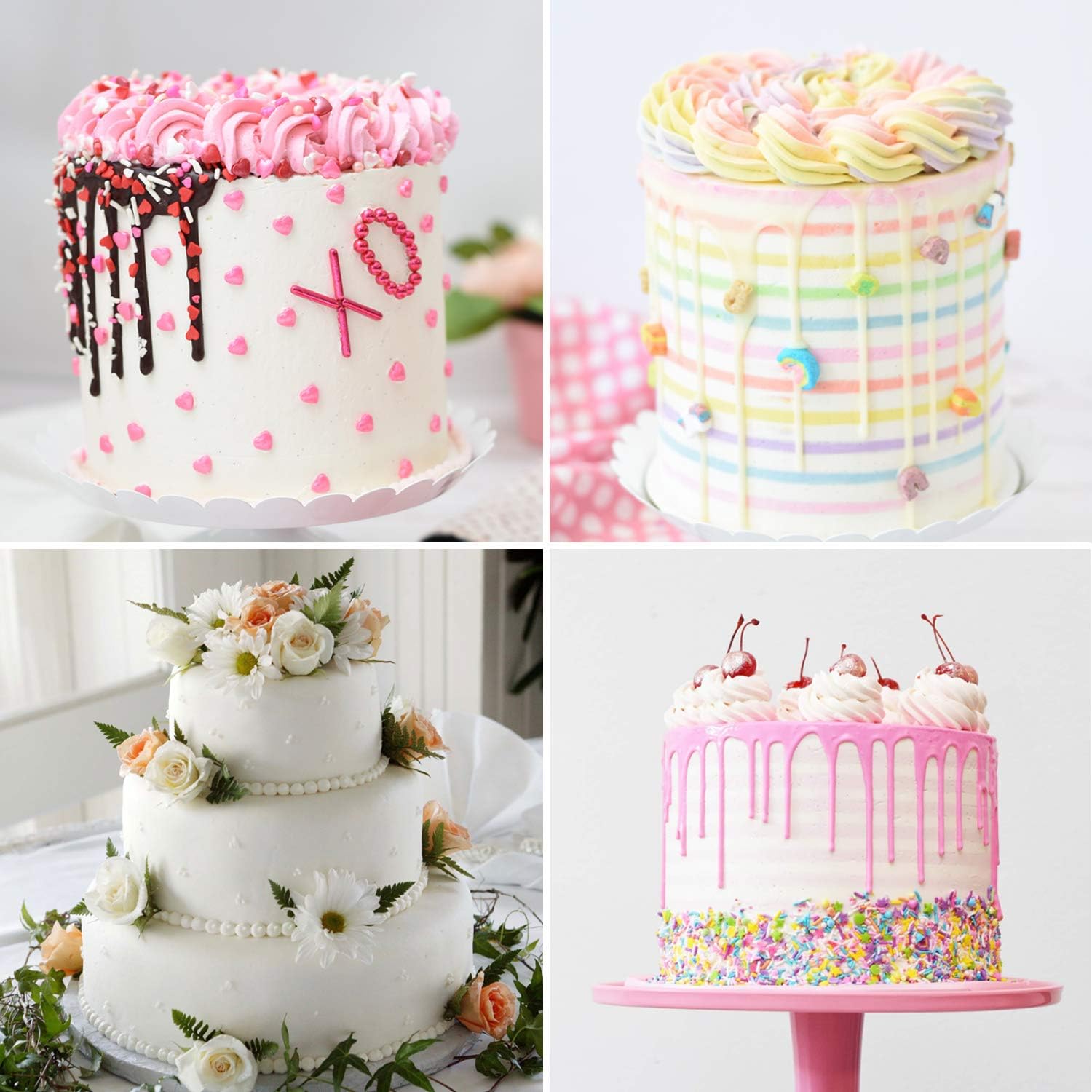 12 Inch Large Clear Acrylic Cake Smoother Scraper and 8.5 Inch Plastic Icing Butter Cream Cake Scraper Decorating Stripes Comb, 2-Piece Set