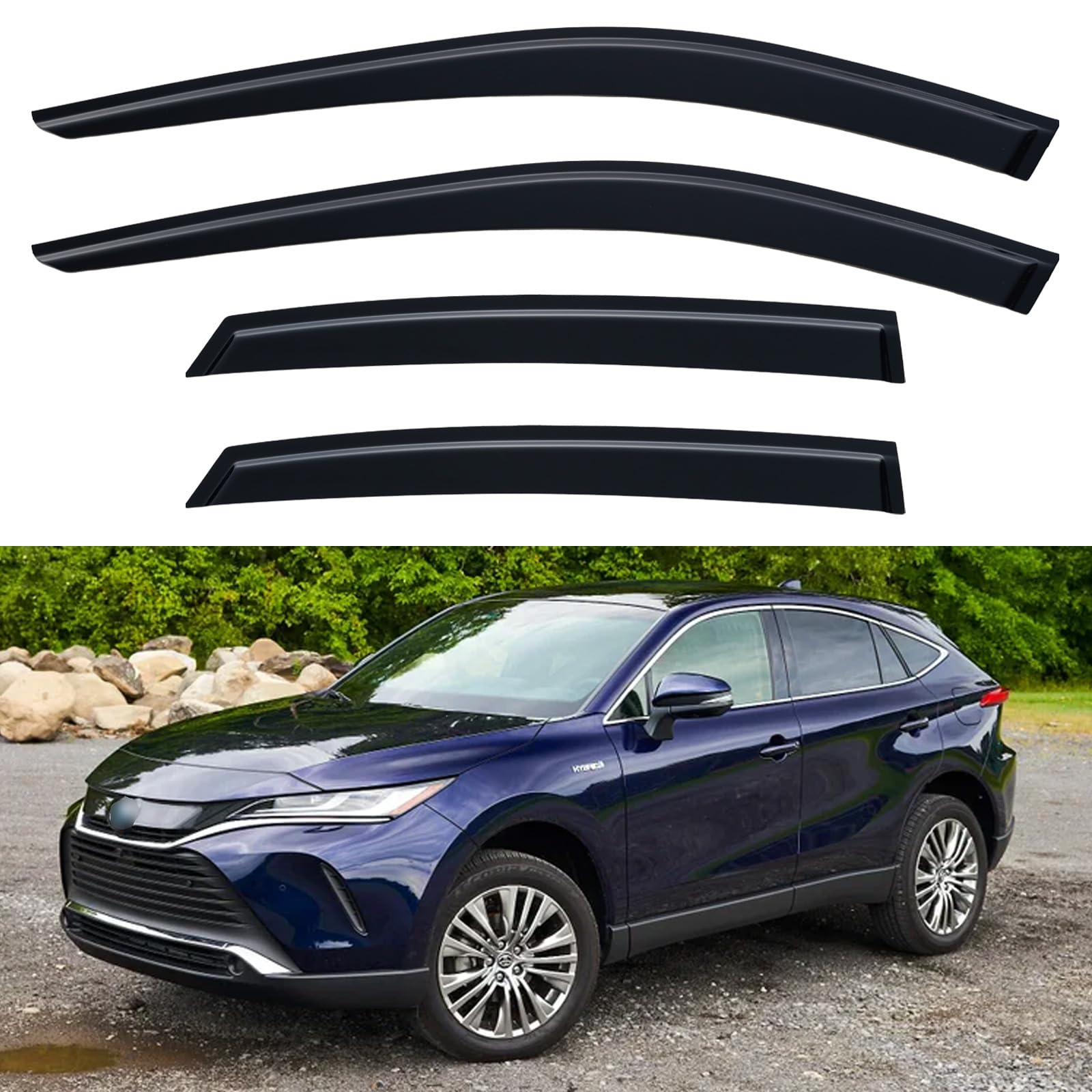Window Visors Rain Guards for 2021 2022 2023 2024 Toyota Venza | Out-Channel Window Vent Wind Deflectors Visors Shades Protectors for 21 22 23 24 Toyota Venza LE Nightshade Limited