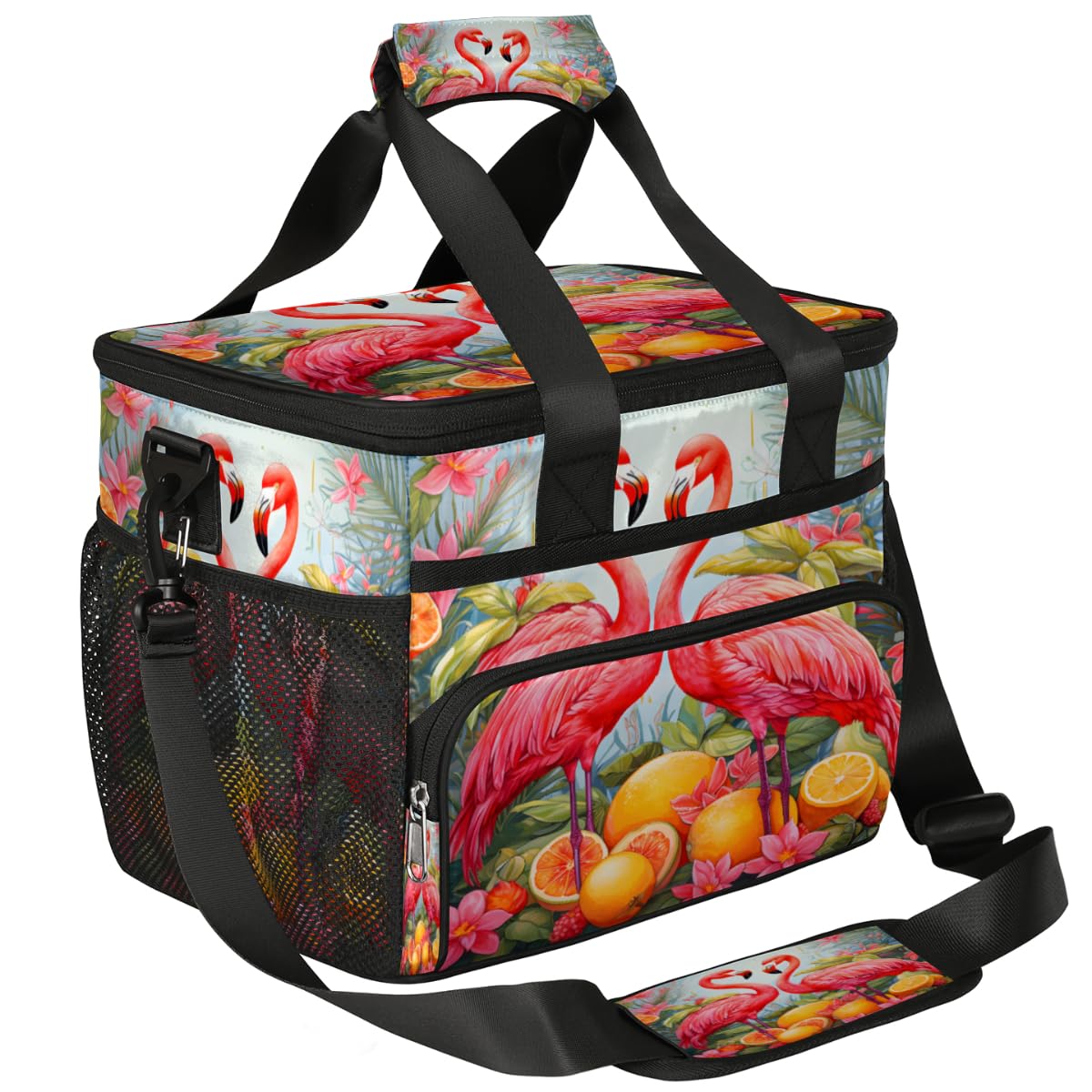Tropical Insulated Picnic Backpack Lunch Box for Women Men Picnic Basket Tote Lunch Bag Picnic Bag Portable Lunch Bags for Picnic, Beach, Work, Trip,Office, Camp Animal Flamingo
