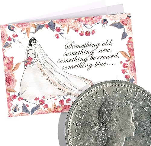Miniatura 3 de ASVP Shop Auténtica moneda de seis peniques con tarjeta y sobre para la novia algo viejo, algo nuevo, algo prestado, algo azul y seis peniques para