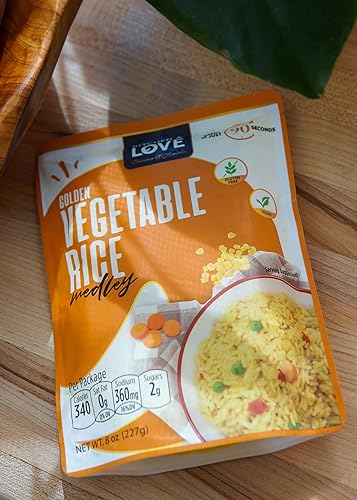 Miniatura 6 de Kitchen & Love Mezcla de arroz de verduras doradas, precocida, bolsa lista para microondas, estable, vegano, vegetariano, sin gluten, 8 onzas,