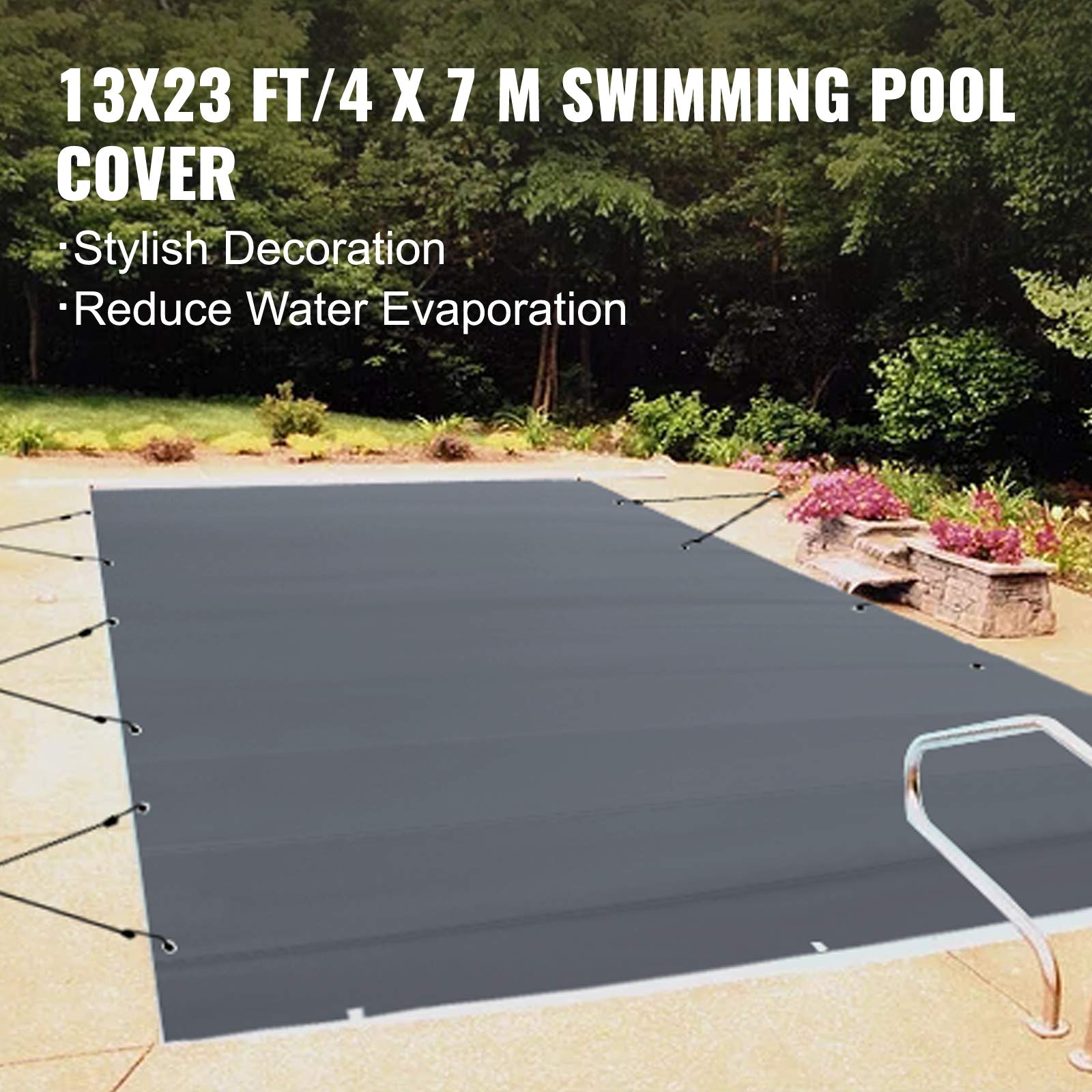 VEVOR Pool-Sicherheitsabdeckung, Passend für Rechteckige, Eingelassene Pools (3,66x6,7 m), Winterabdeckplane mit Ablauflöchern, robuste PVC-Poolabdeckung für Schwimmbecken, Sicherheitsabdeckung