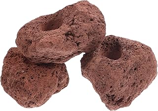 Happyyami 3 peças de pedras vulcânicas de cerâmica, pedras vulcânicas, pedras decorativas, material de filtro de aquário, ornamento de paisagem subaquática, contas soltas para aquário e bonsai