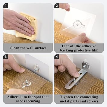 No Drill Anti Tip Furniture Anchors, Heavy Duty Adhesive Straps for Dresser, Bookshelf & TV Stand, Baby Proof Wall Anchor Kit,10 PCS