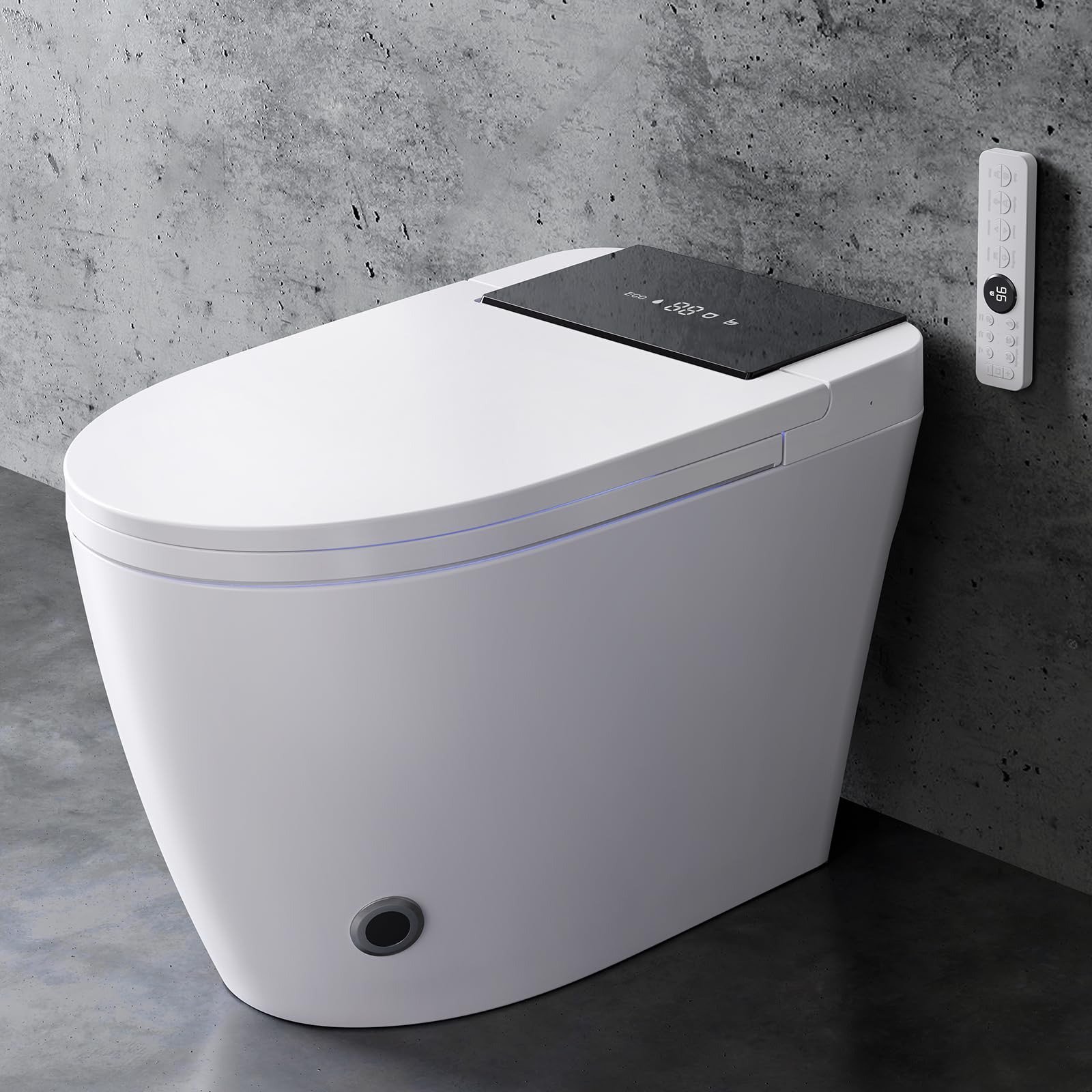 Loniko Smart Toilet with Bidet Built In, Heated Seat & Dual Auto Flush, Foot Sensor, Tankless Modern Elongated Electric Toilet with Warm Water Wash, Air Dryer, LED Display & 1000g MaP Flush, 1.28 GPF