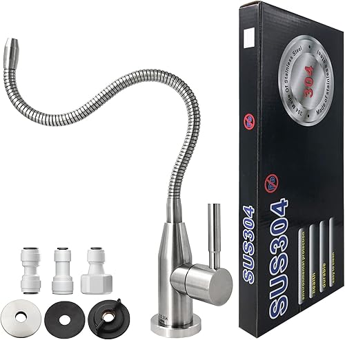 Grifo de agua potable con cuello de cisne flexible, grifo de filtro de agua giratorio de 360 grados, grifo de fregadero de barra de cocina de acero