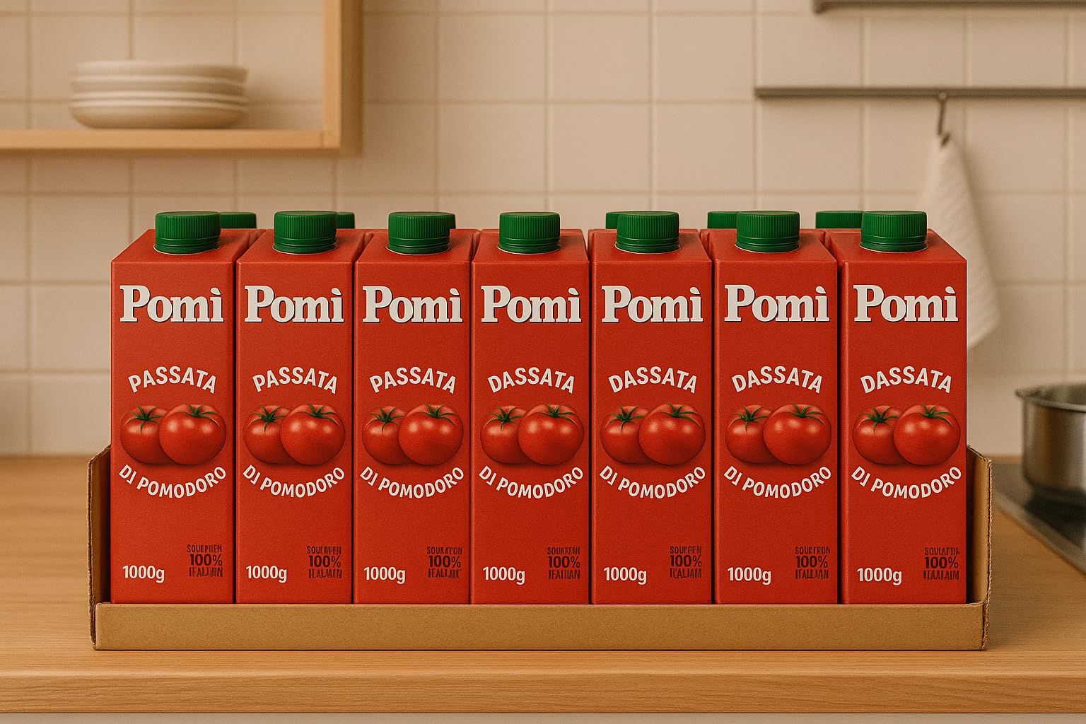 "Pomi Passata di Pomodoro – Confezione da 8 Brik da 750ML – 100% Pomodoro Italiano, Gusto Autentico e Naturale per Ricette di Qualità"