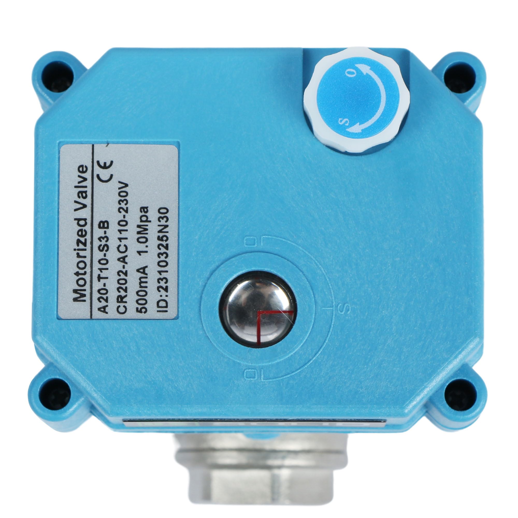 U.S. Solid Valvola 3 vie motorizzata 3/8" in acciaio inox – AC 110–230 V, Tipo L, funzione manuale, porto standard, per acqua