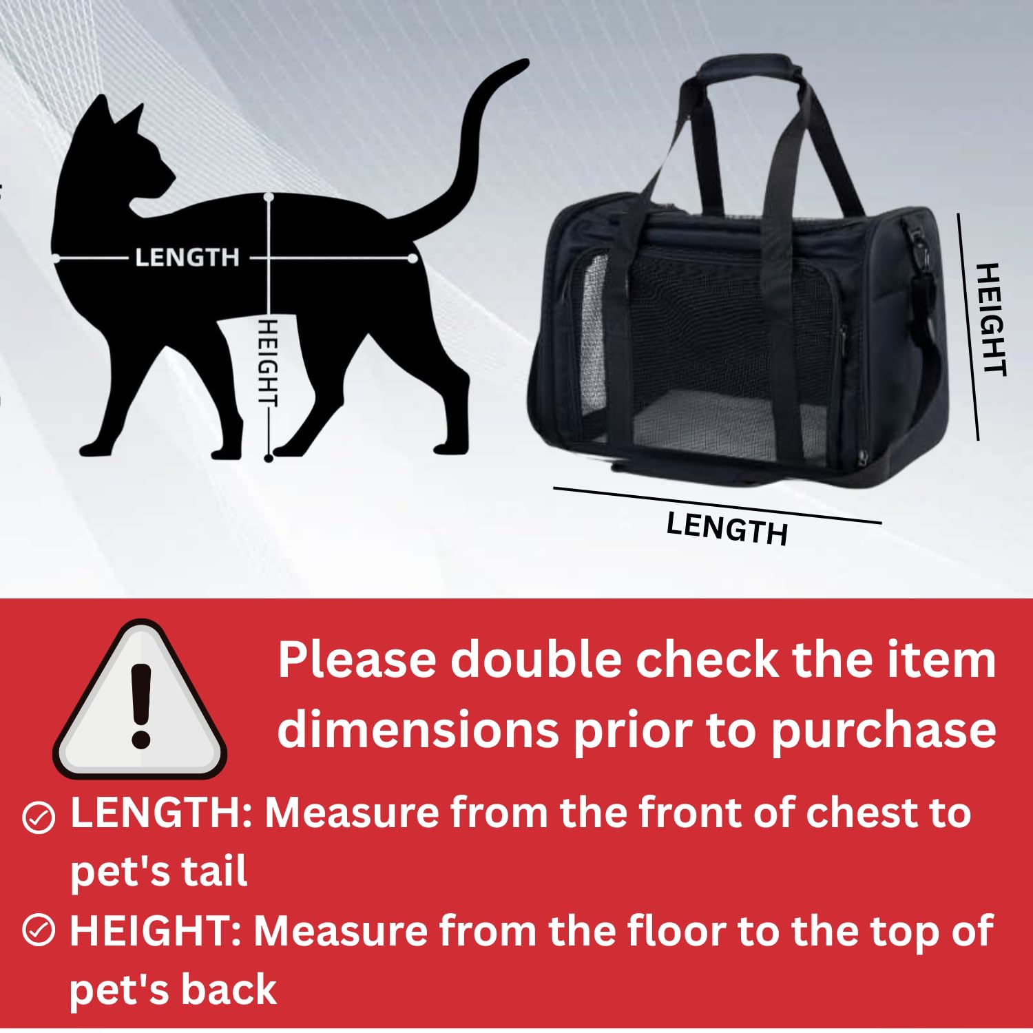 Bolsa de transporte para mascotas, plegable, de lados suaves, con correa para el hombro y alfombrilla extraíble multicapa, cesta duradera para gatos aprobada por aerolíneas (gris, grande)