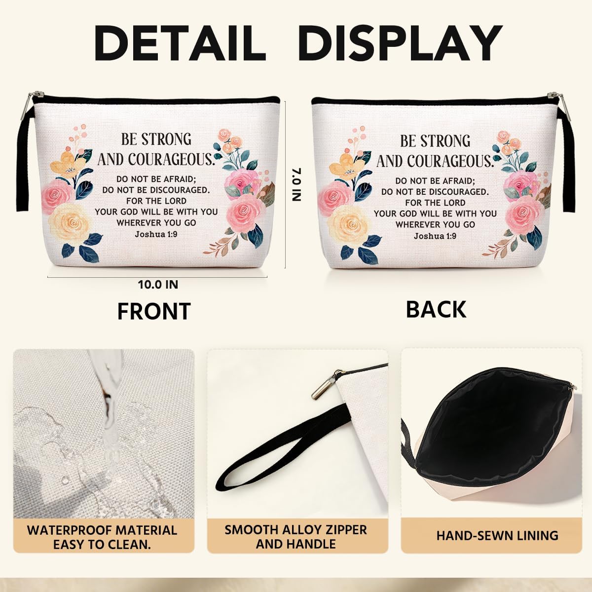 Inspirational Christian Gifts for Women Makeup Bag Positive Religious Gifts Makeup Zipper Pouch Bag Bible Verse Cosmetic Bag Scripture Christmas Birthday Gifts Skincare Bag for Daughter in Law Aunt - Image 2