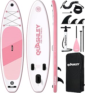 Quashley Inflatable Stand Up Paddle Board,Inflatable Paddleboards 32/34 Inch Wide,All Around SUP for Beginners with Lightweight Paddle,Hand Pump,Backpack,Leash,Durable & Portable iSUP Board