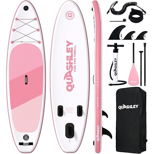 Quashley Inflatable Stand Up Paddle Board,Inflatable Paddleboards 32/34 Inch Wide,All Around SUP for Beginners with Lightweight Paddle,Hand Pump,Backpack,Leash,Durable & Portable iSUP Board