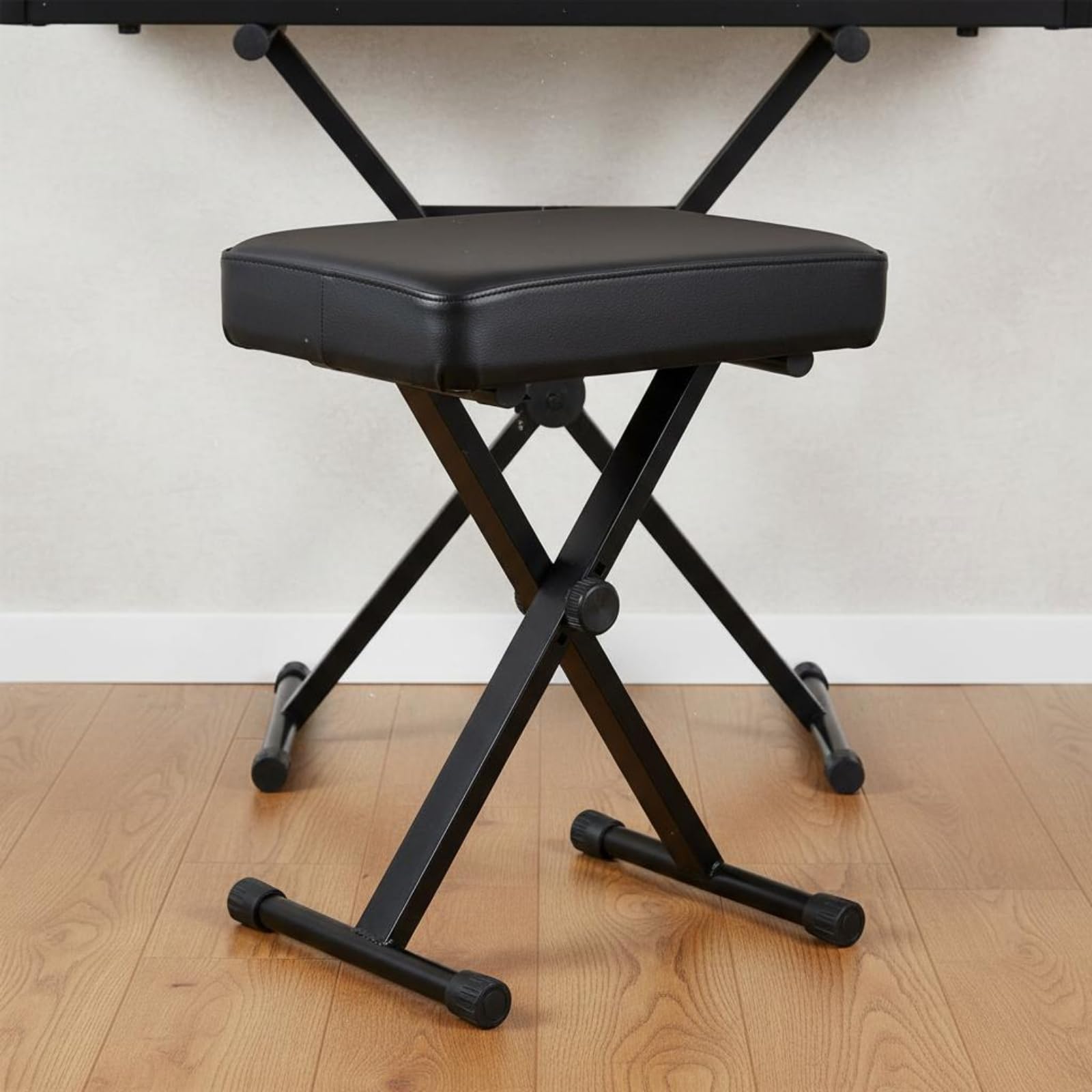 Höhenverstellbare Adjustable Piano Bench Höhenverstellbar Faltbare Klavierbank Faltbar X-förmiger Klavierstuhl für Keyboardspieler, Proberaum, Schwarz