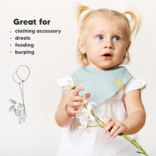 Miniatura 5 de KeaBabies 8 unidades de baberos tipo bandana orgánicos para niñas - Baberos tipo triángulo súper absorbentes para bebés que babean y están en