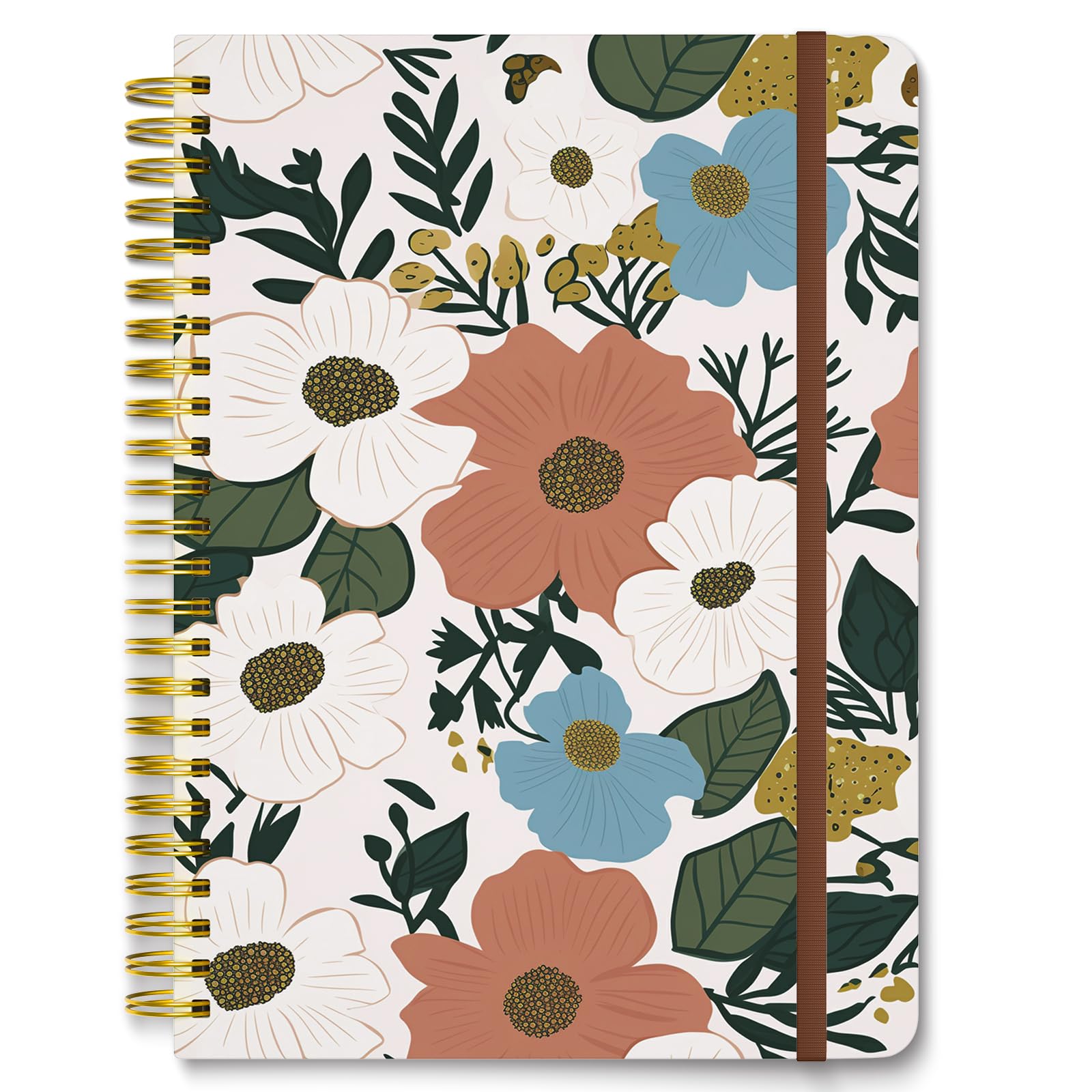 Hnogri Spiral Journal Notebook, Hardcover Lined Journal for Women Medium 6 x 8.4 in, 160 Pages Thick Paper