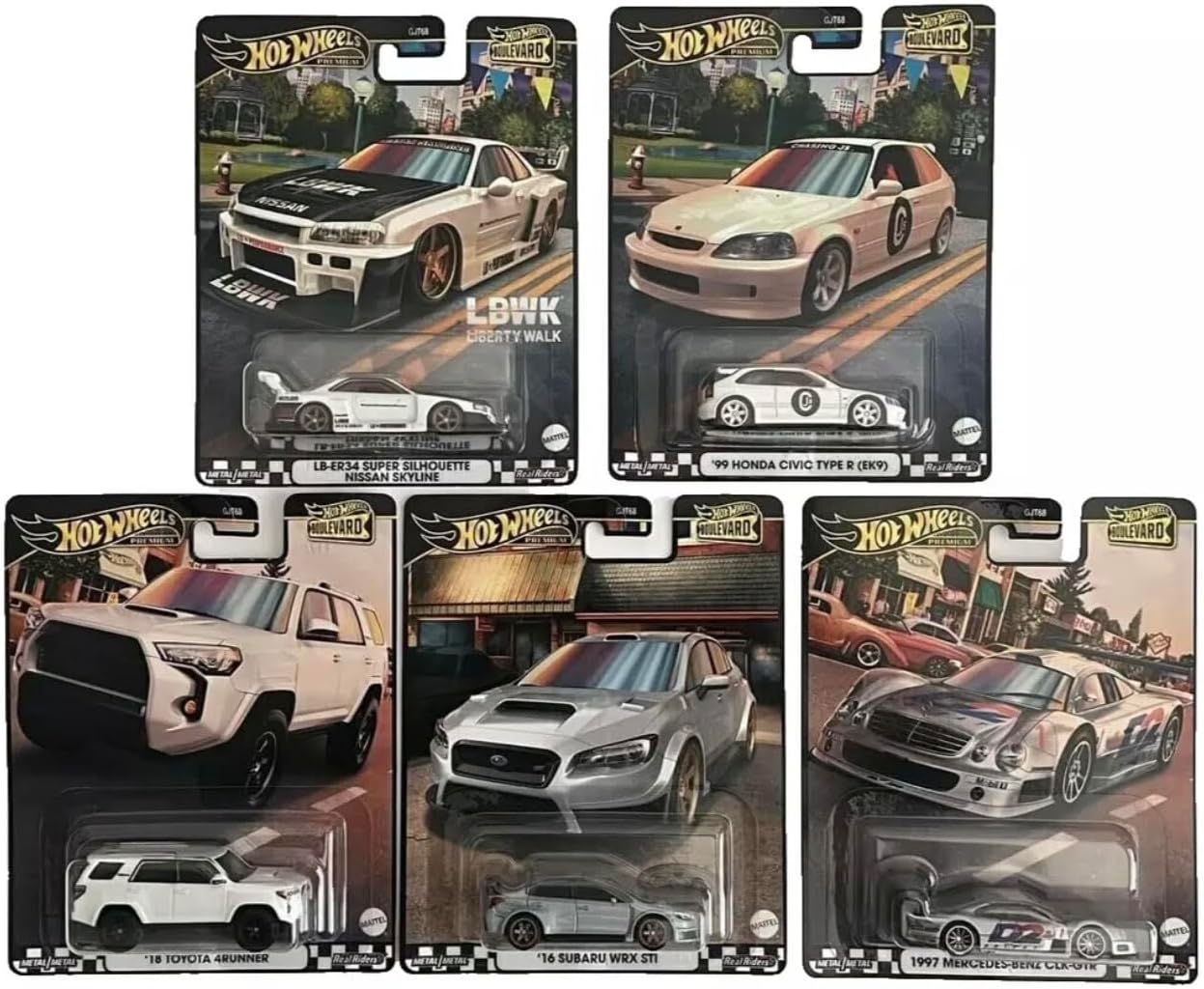 1:64 Diecast Collectibles Model Car Compatible with Hot Wheels 2024 Gold Premium Boulevard A Case 5 Cars Set, GJT68-957A
