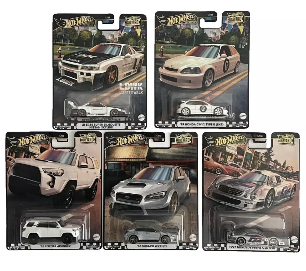 1:64 Diecast Collectibles Model Car Compatible with Hot Wheels 2024 Gold Premium Boulevard A Case 5 Cars Set, GJT68-957A