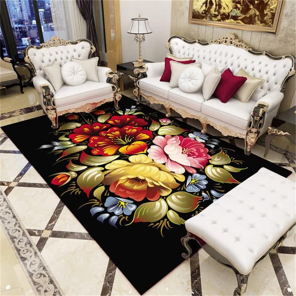 Tapis salon doux 90x120cm lavable et idéal pour jeu d'enfants