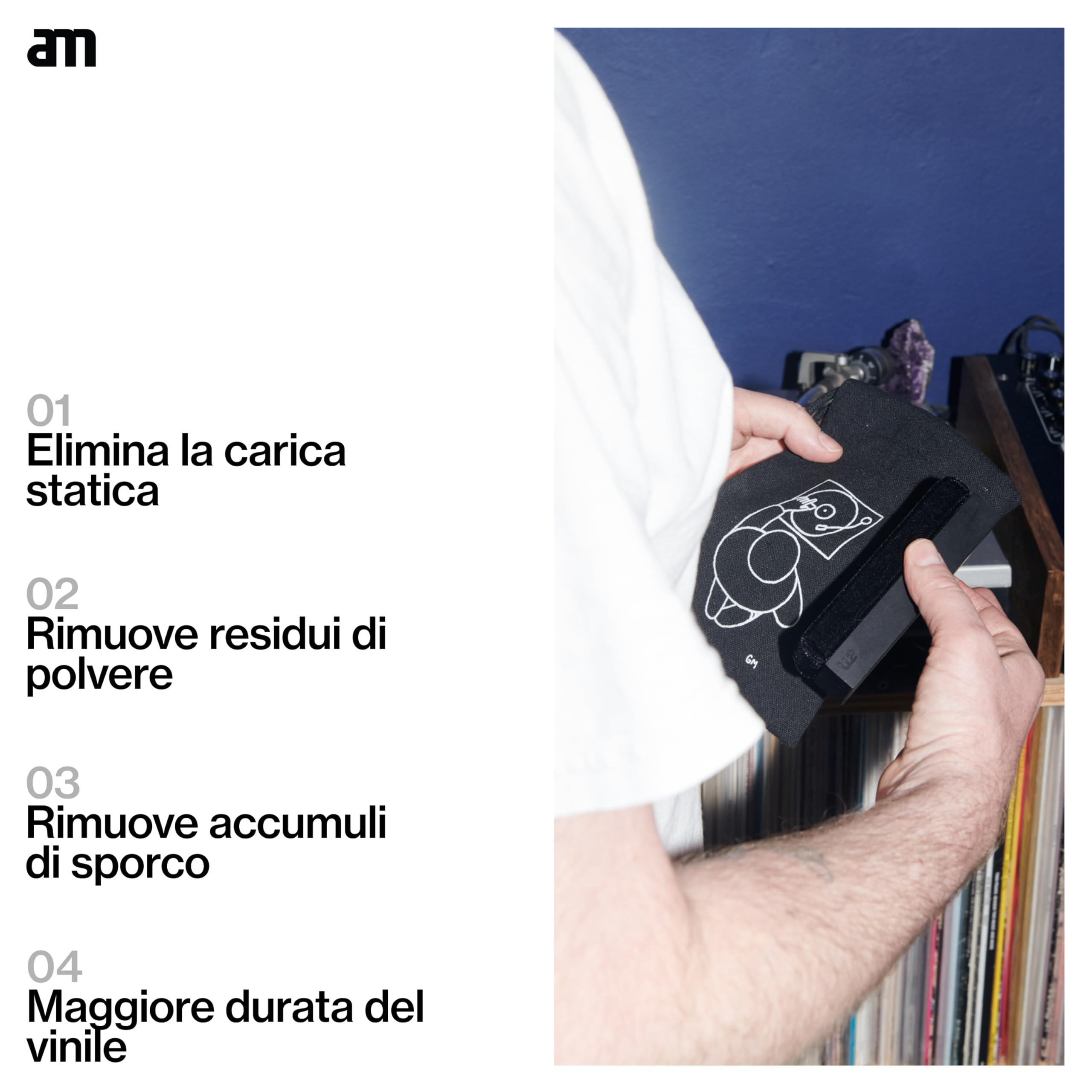 am Kit Pulizia Vinili 4 in 1 – Spray Pulizia Dischi da 200 ml, Stylus Cleaner, Spazzola in Velluto e Spazzola in Setole di Capra per Giradischi e Dischi in Vinile